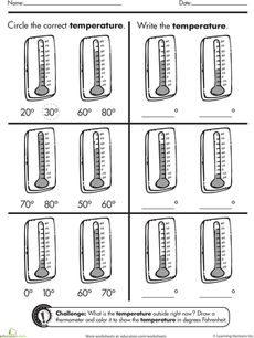 Reading Thermometers Worksheet Image