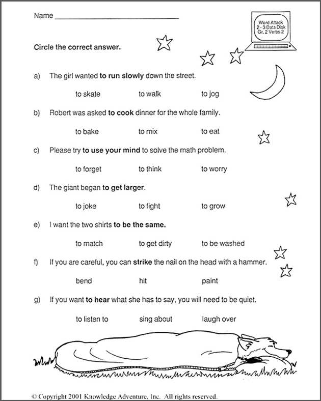 Verb Worksheets 2nd Grade Image