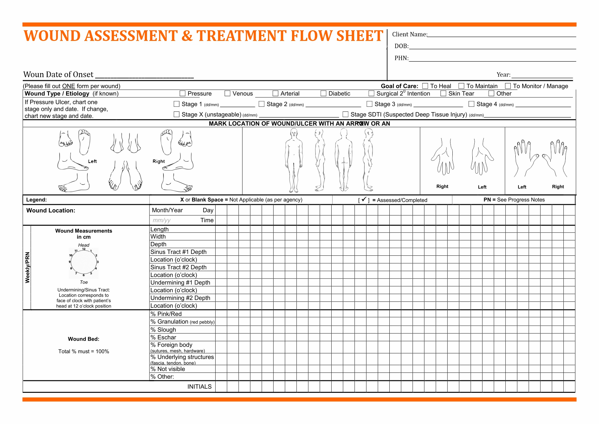 Wound Care Flow Sheet Template Image