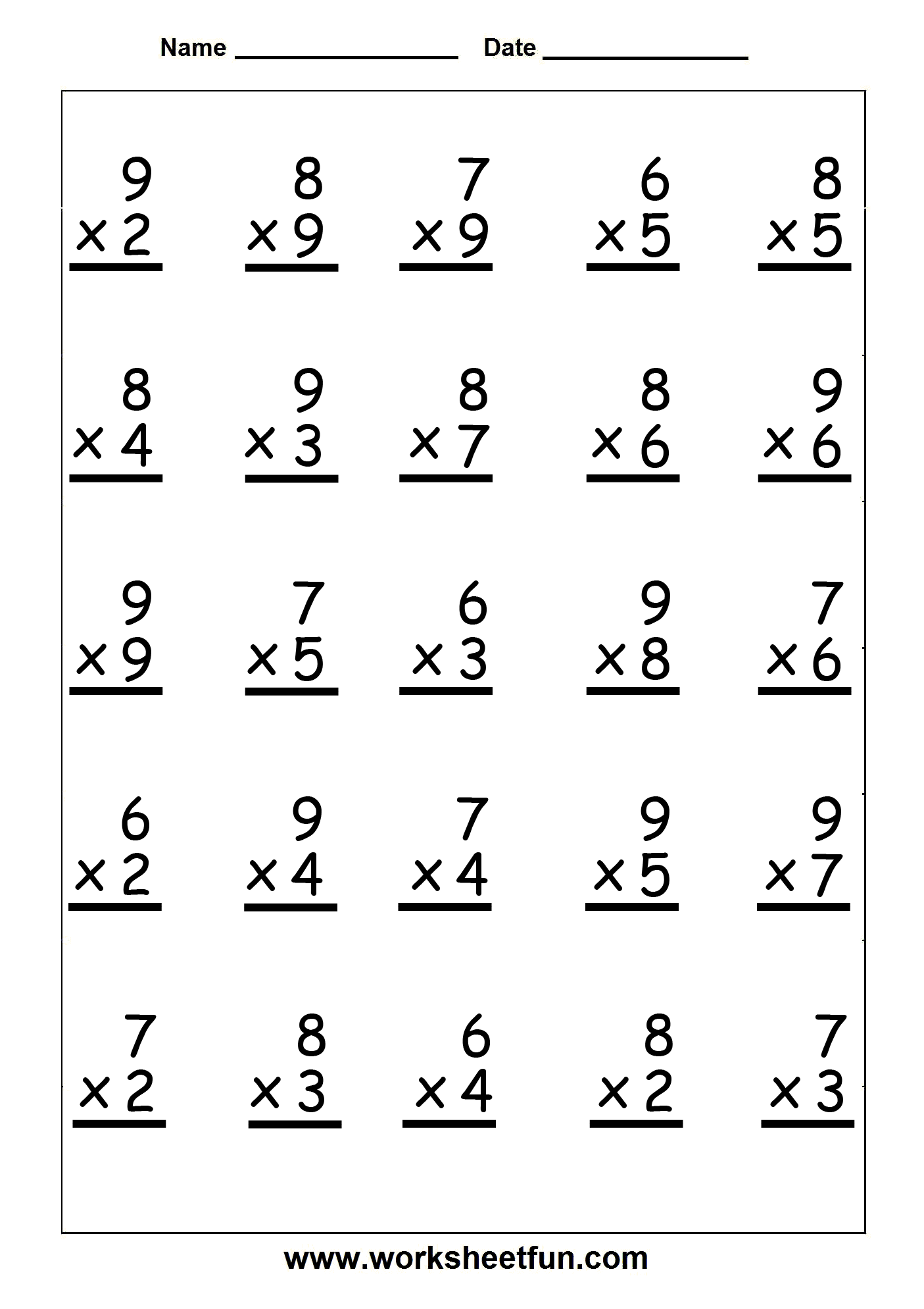1 Multiplication Worksheet Printable