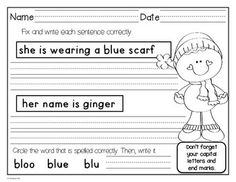 1st Grade Sentence Writing Practice Image