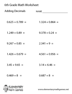 6th Grade Math Worksheets Decimals Image