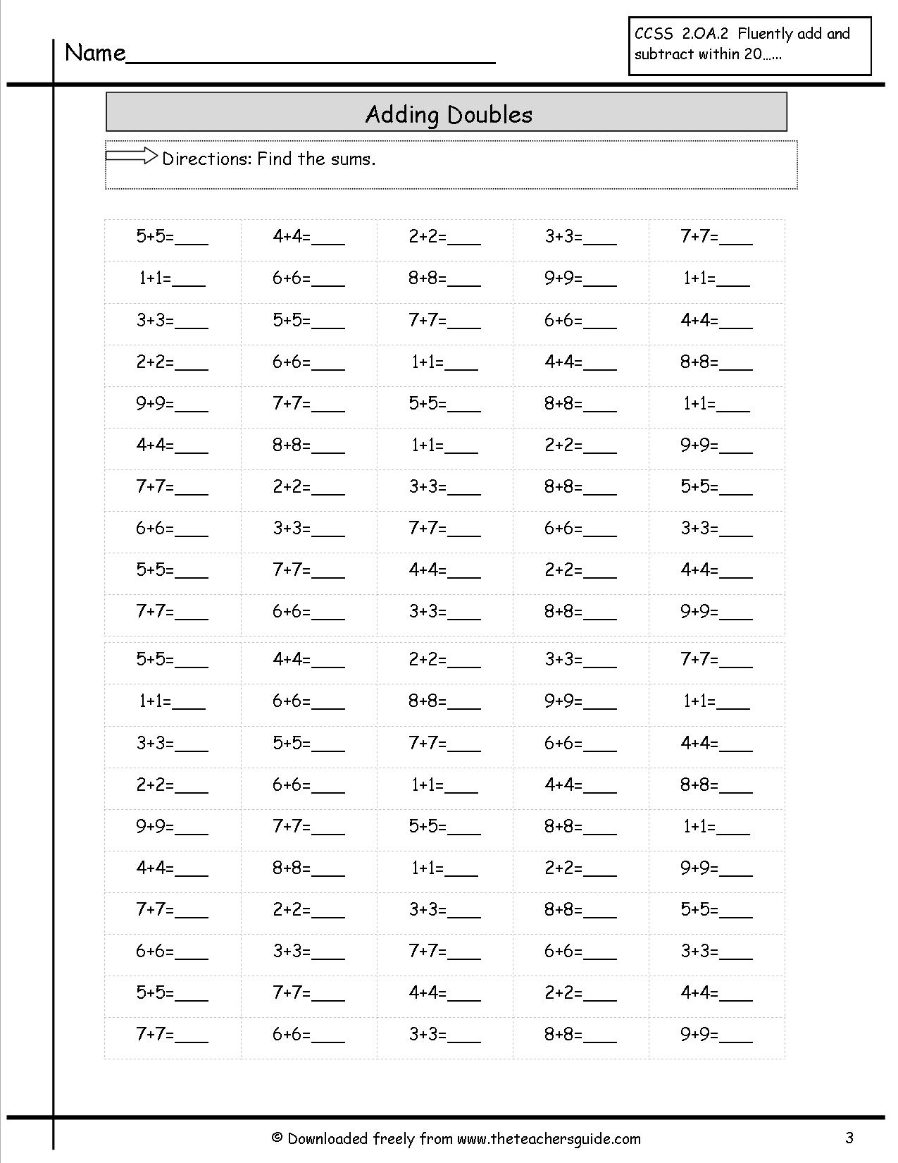 Addition Worksheets 100 Problems Image