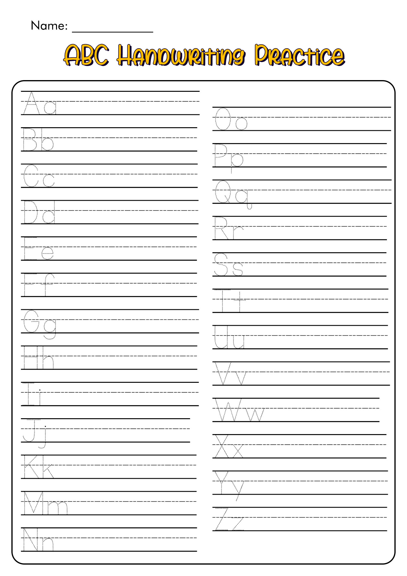 Alphabets Writing Practice Worksheets Printable