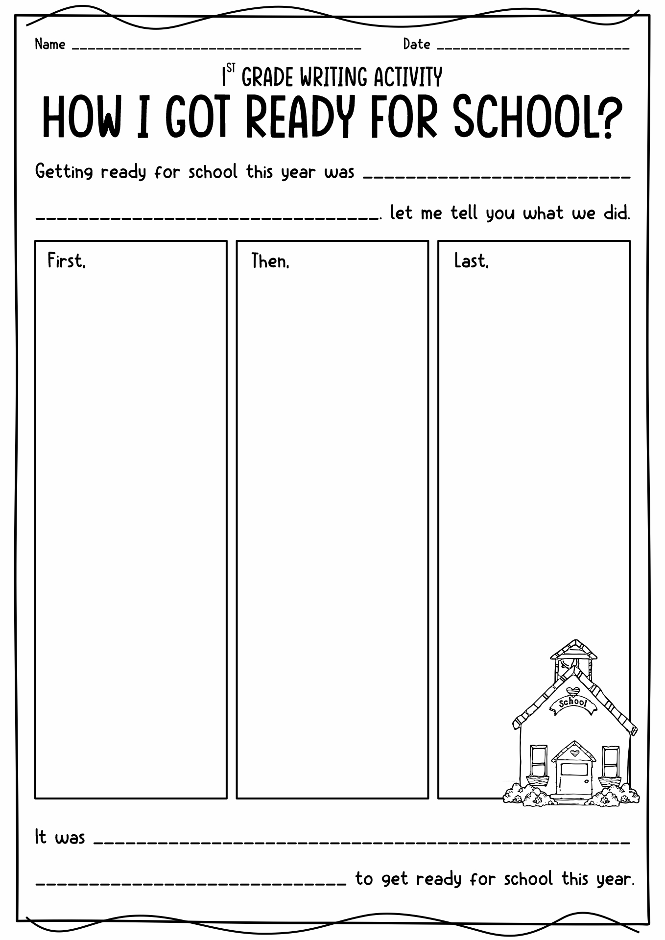 Back to School 1st Grade Writing Activity