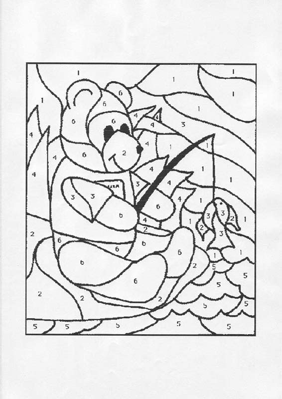 Bear Color by Number Coloring Pages Image