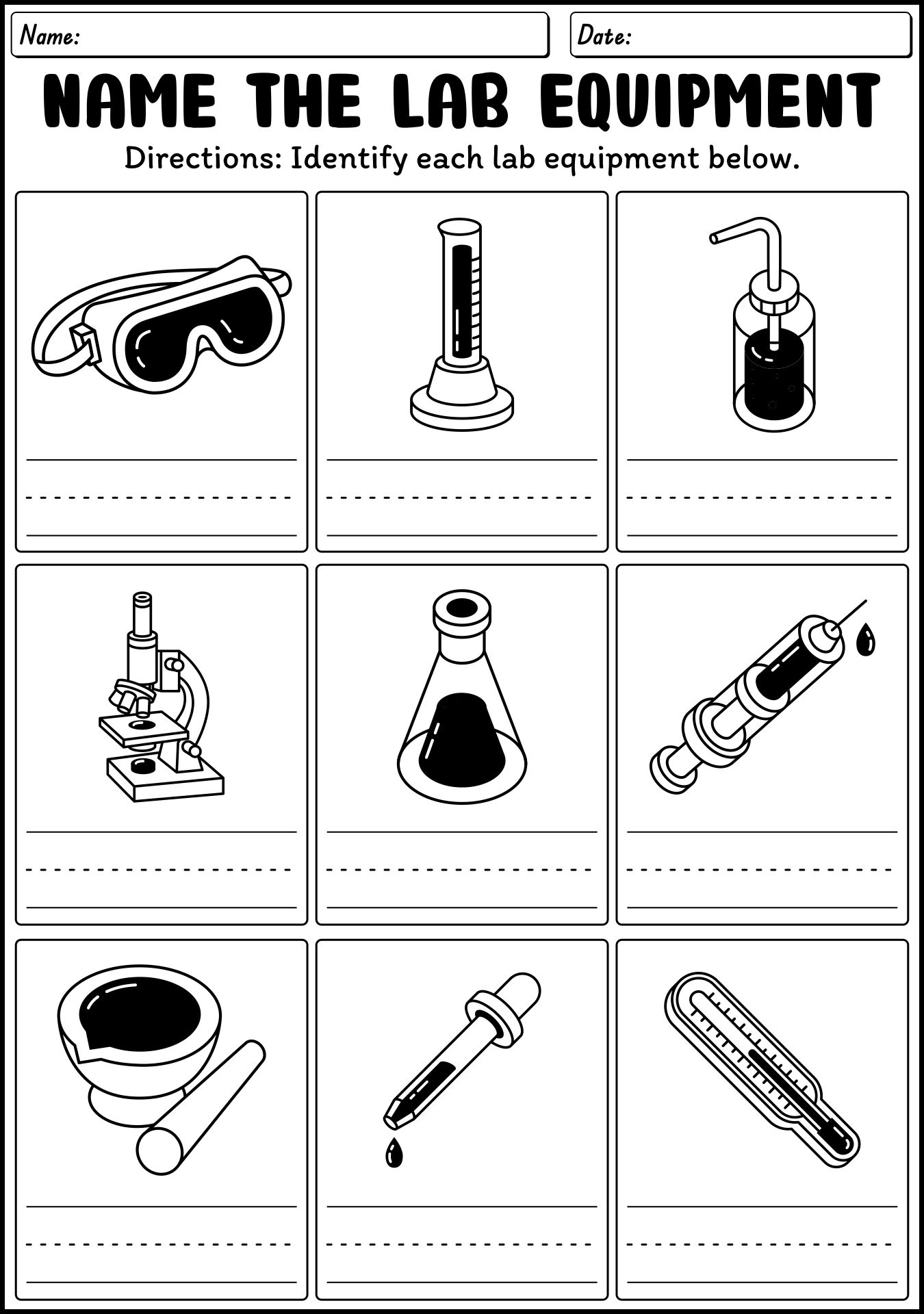 9 Best Images of Chemistry Lab Equipment Worksheet - Science Lab ...