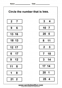Circle the Greater Number Worksheet Image