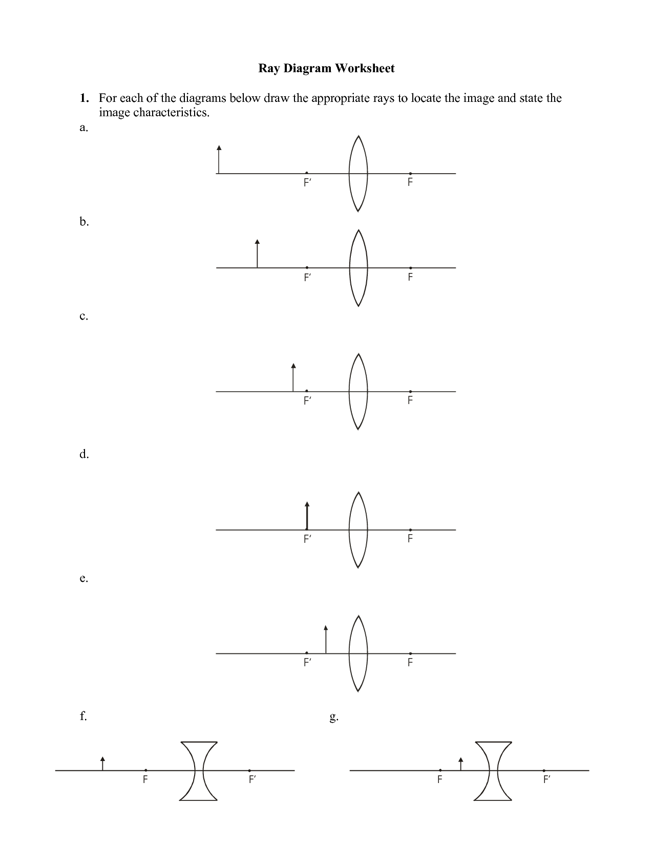 Concave Mirror Ray Diagram Worksheet