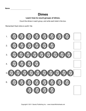 Counting Money Dimes Worksheets Image