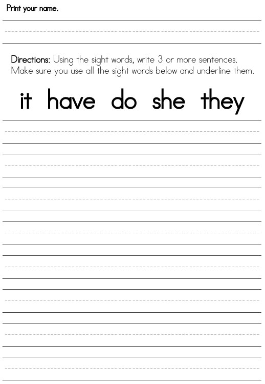 First Sight Words Worksheets Image