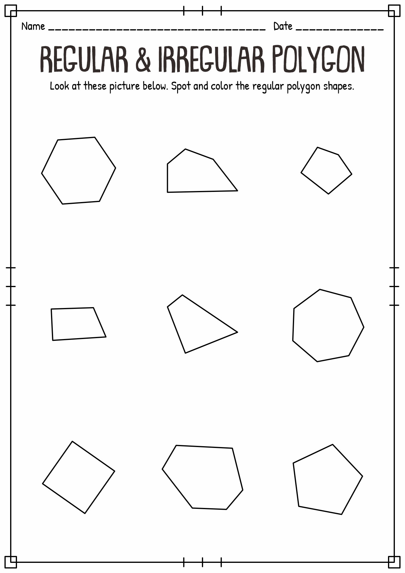Irregular Polygons Worksheets