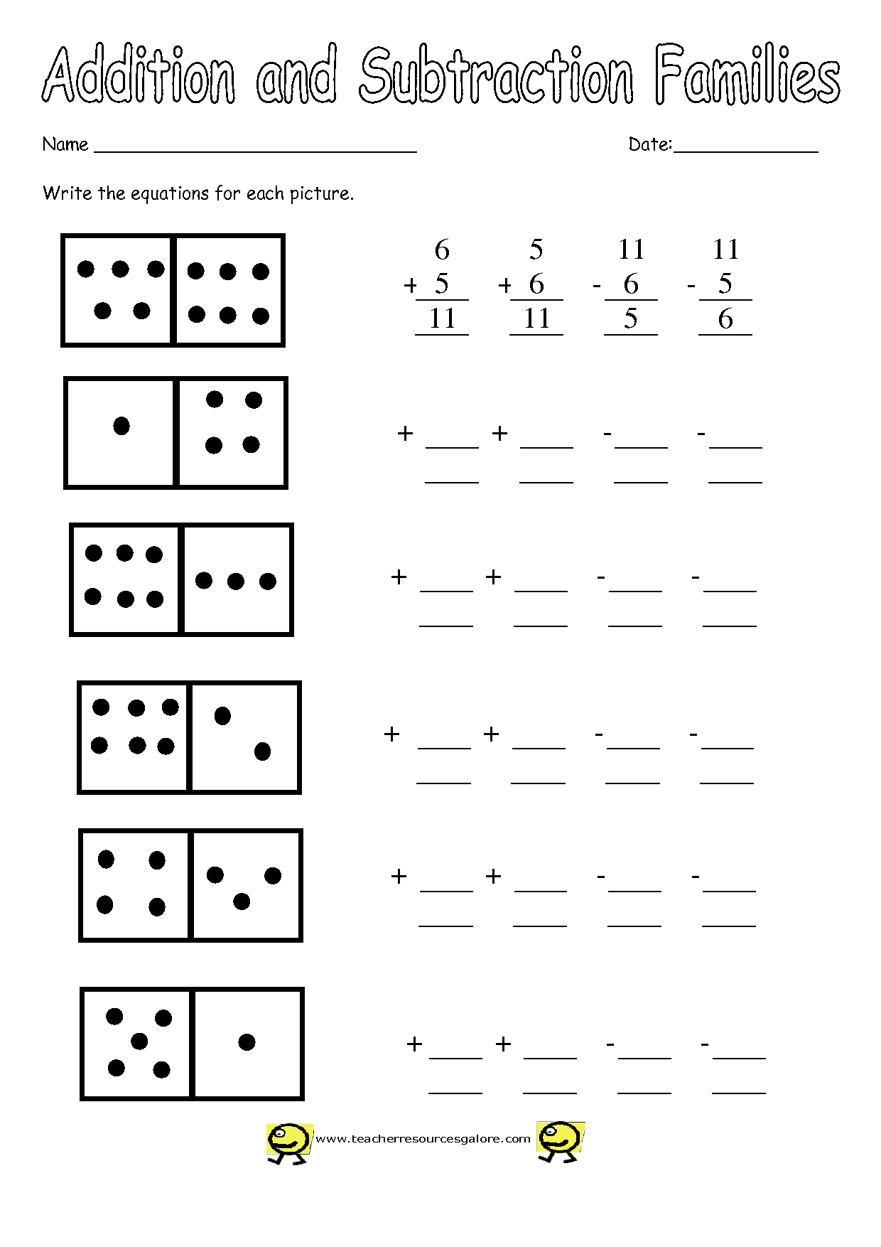 Math Addition and Subtraction Worksheets