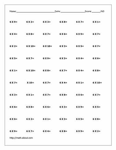 Math Multiplication Worksheets 3 Times Table Image