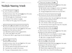Multiple Meaning Words Worksheet Image