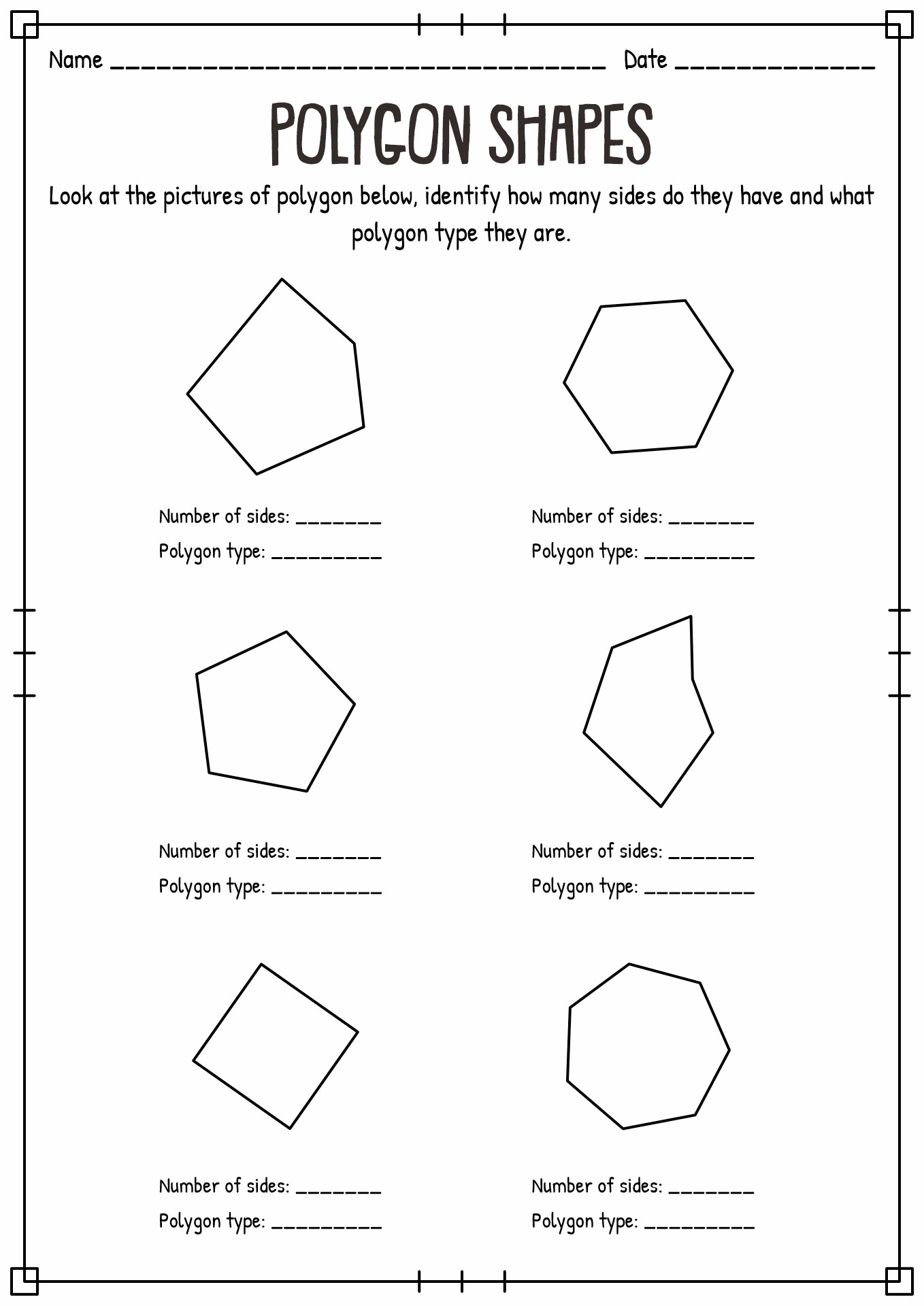 Polygon Shape Math Worksheets