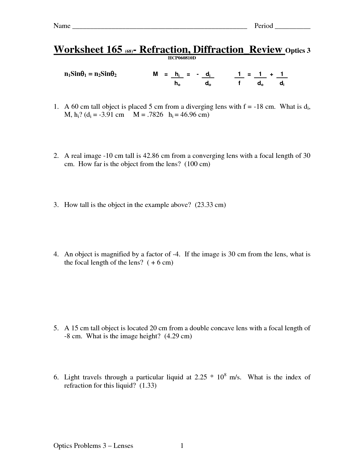Potential Energy Worksheets