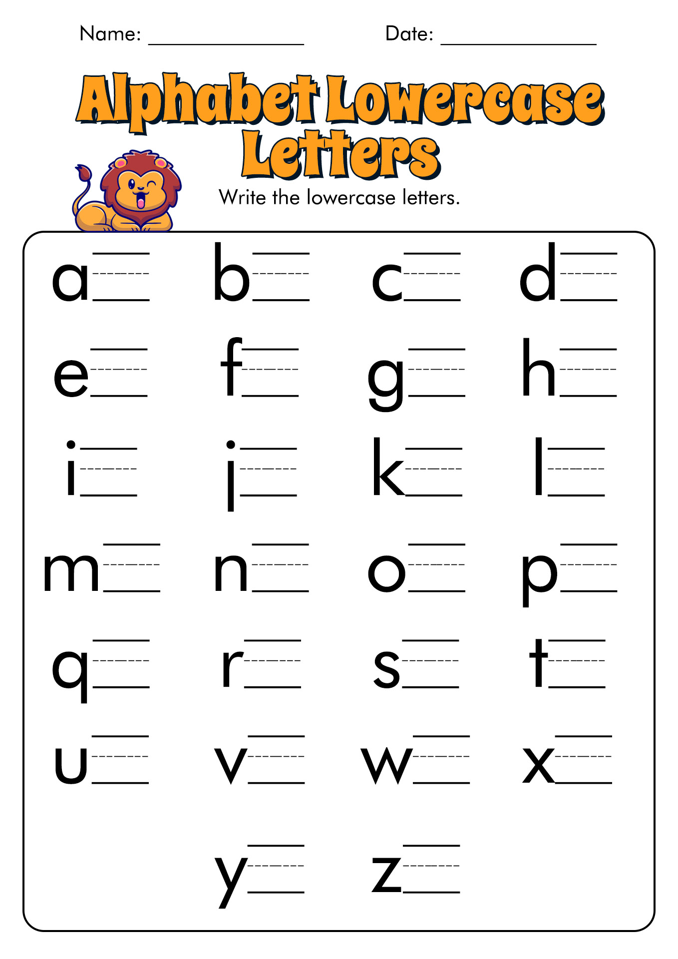 Practice Writing Lowercase Letters