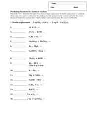 Predicting Products of Chemical Reactions Worksheet Key Image