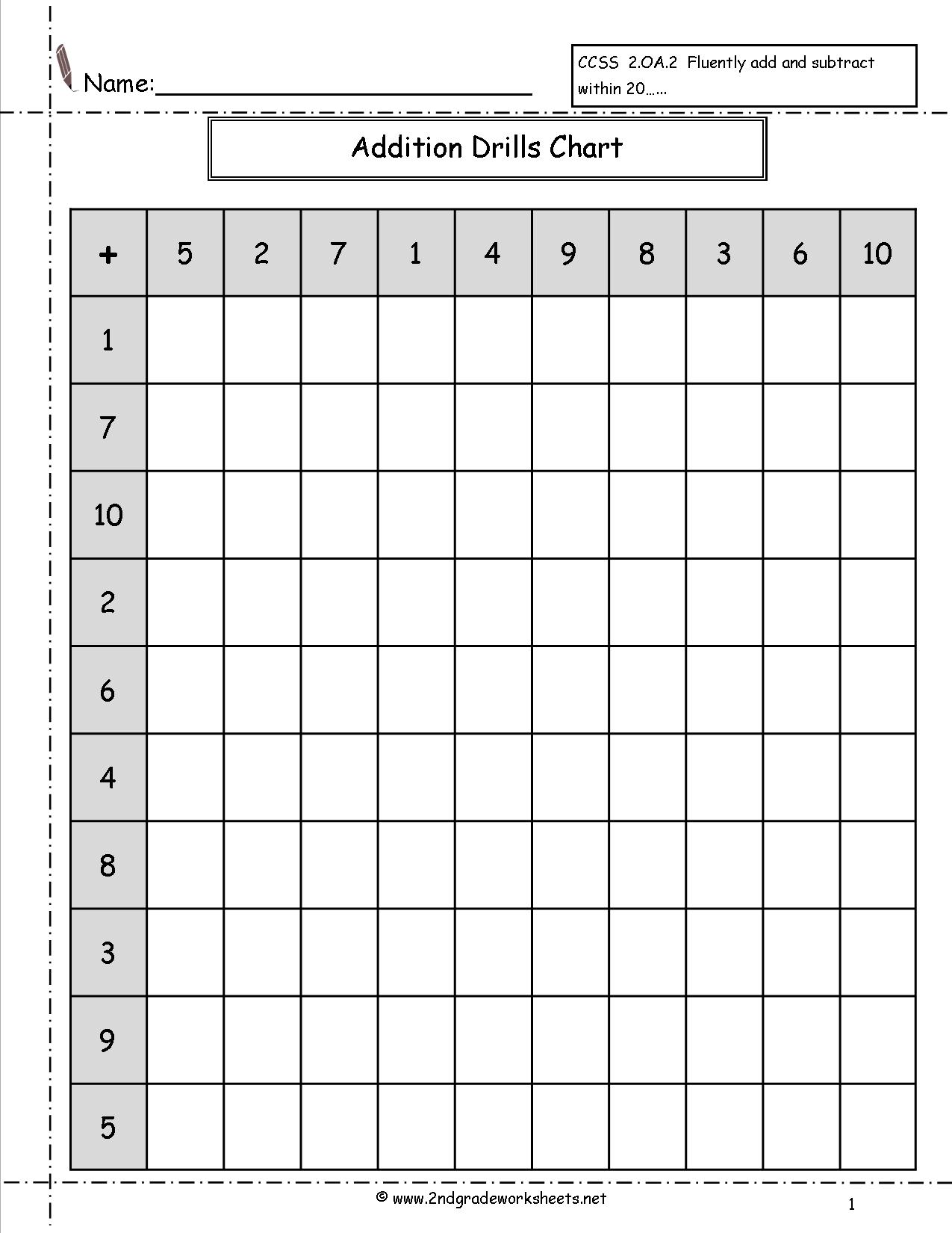 Printable Math Addition Drill Worksheets