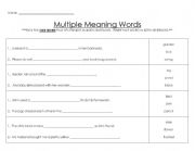 Printable Multiple Meaning Words Worksheets Image
