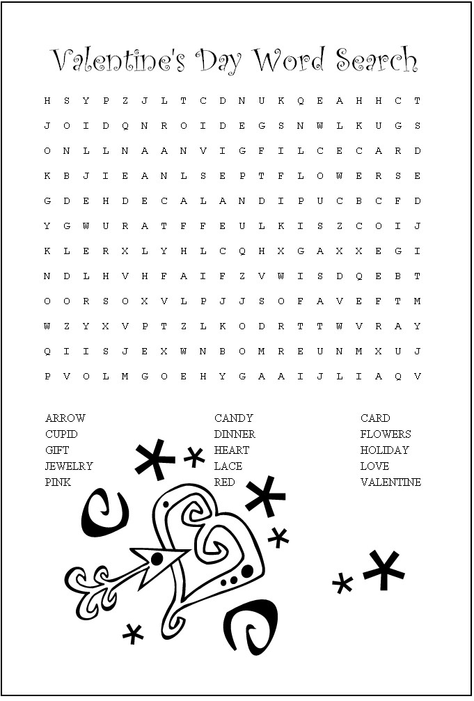 Printable Valentine Word Searches Image