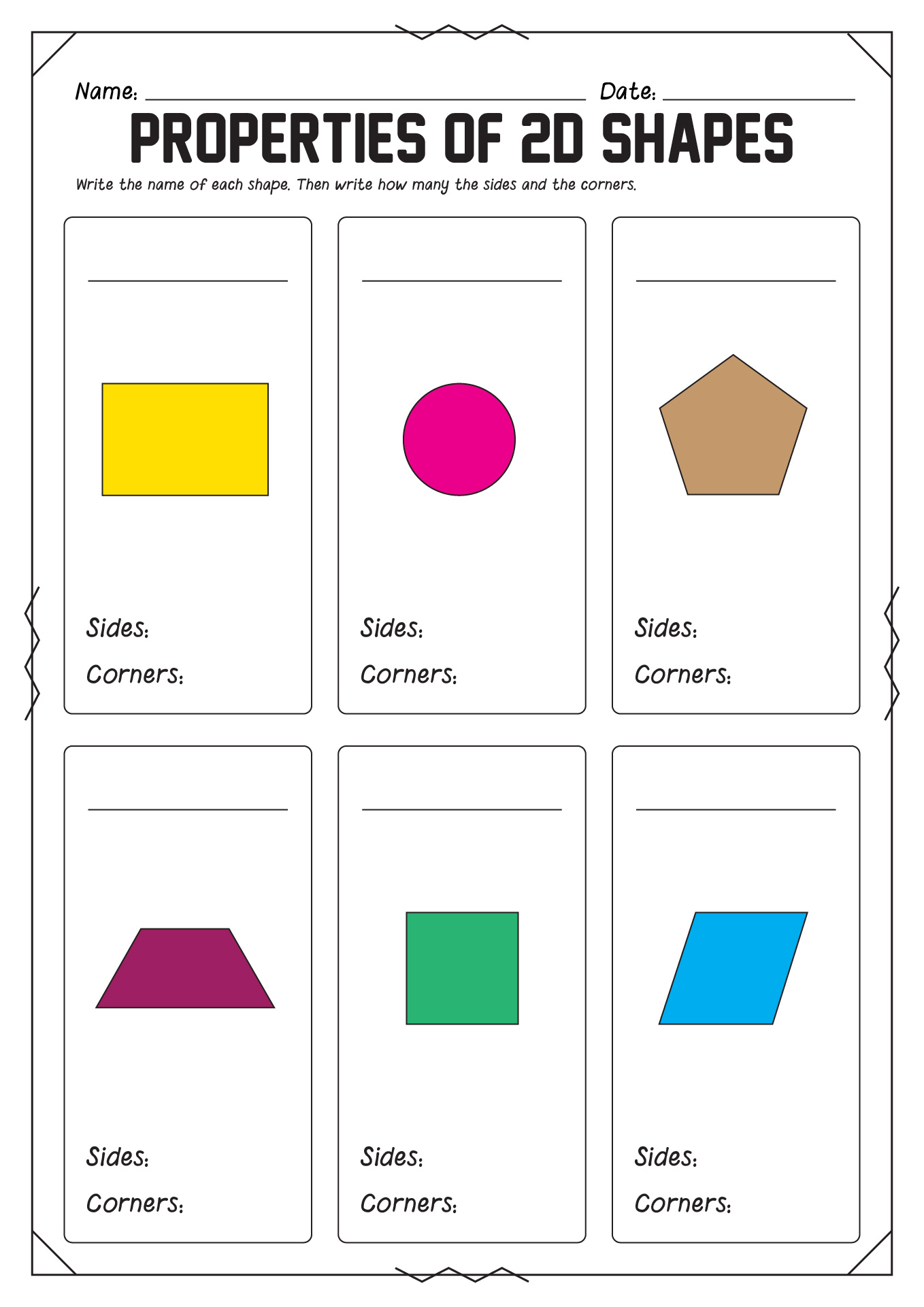 Properties of 2D Shapes and Their Names