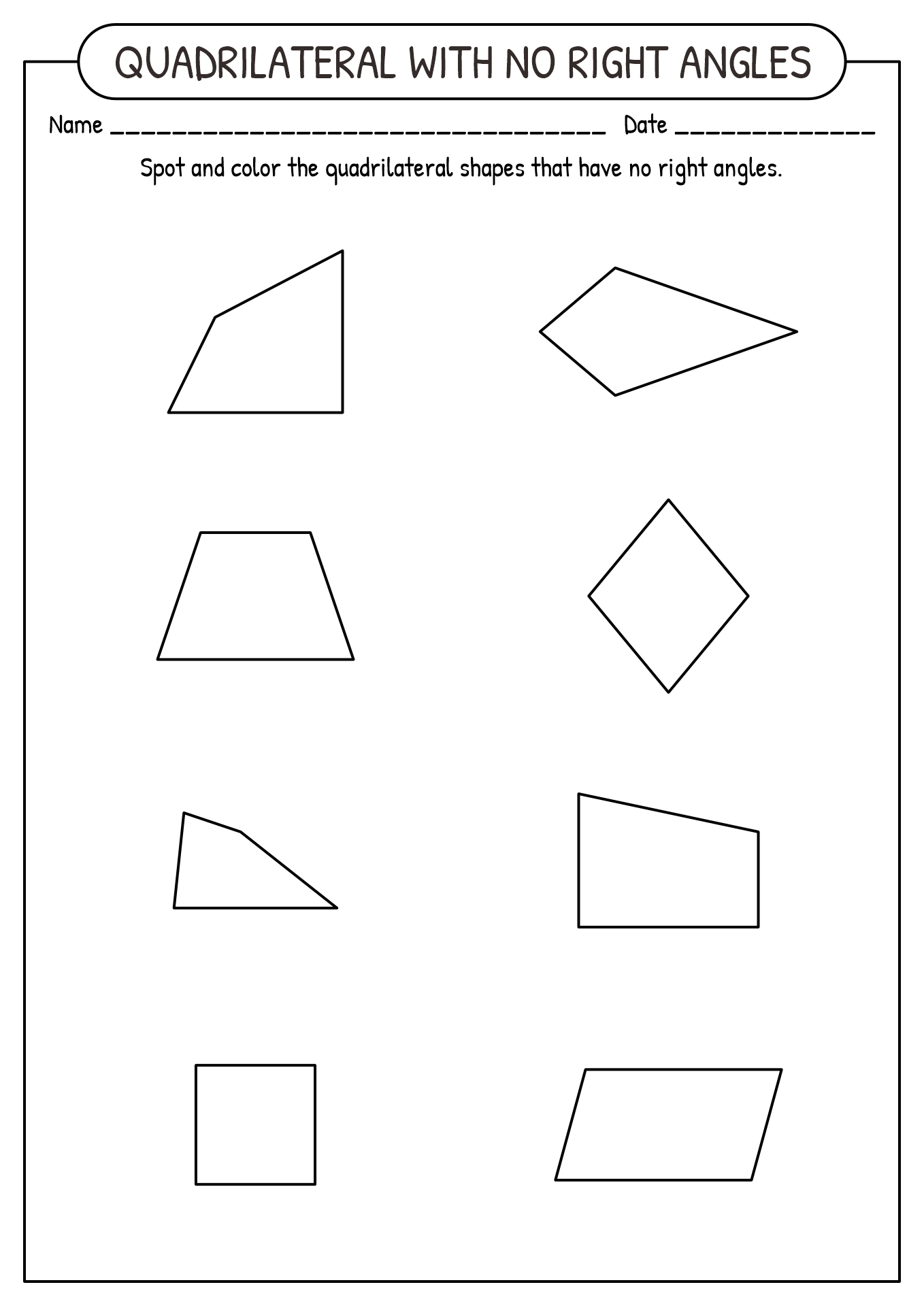 Quadrilateral with No Right Angles