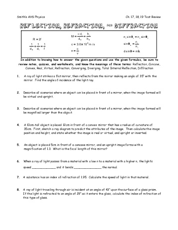 Reflection Refraction and Diffraction