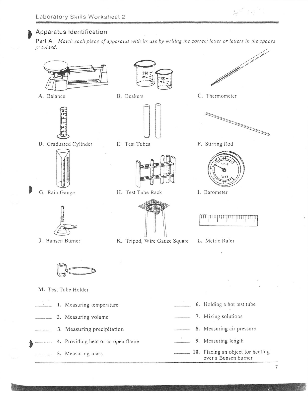 Science Lab Equipment Identification Worksheet Image