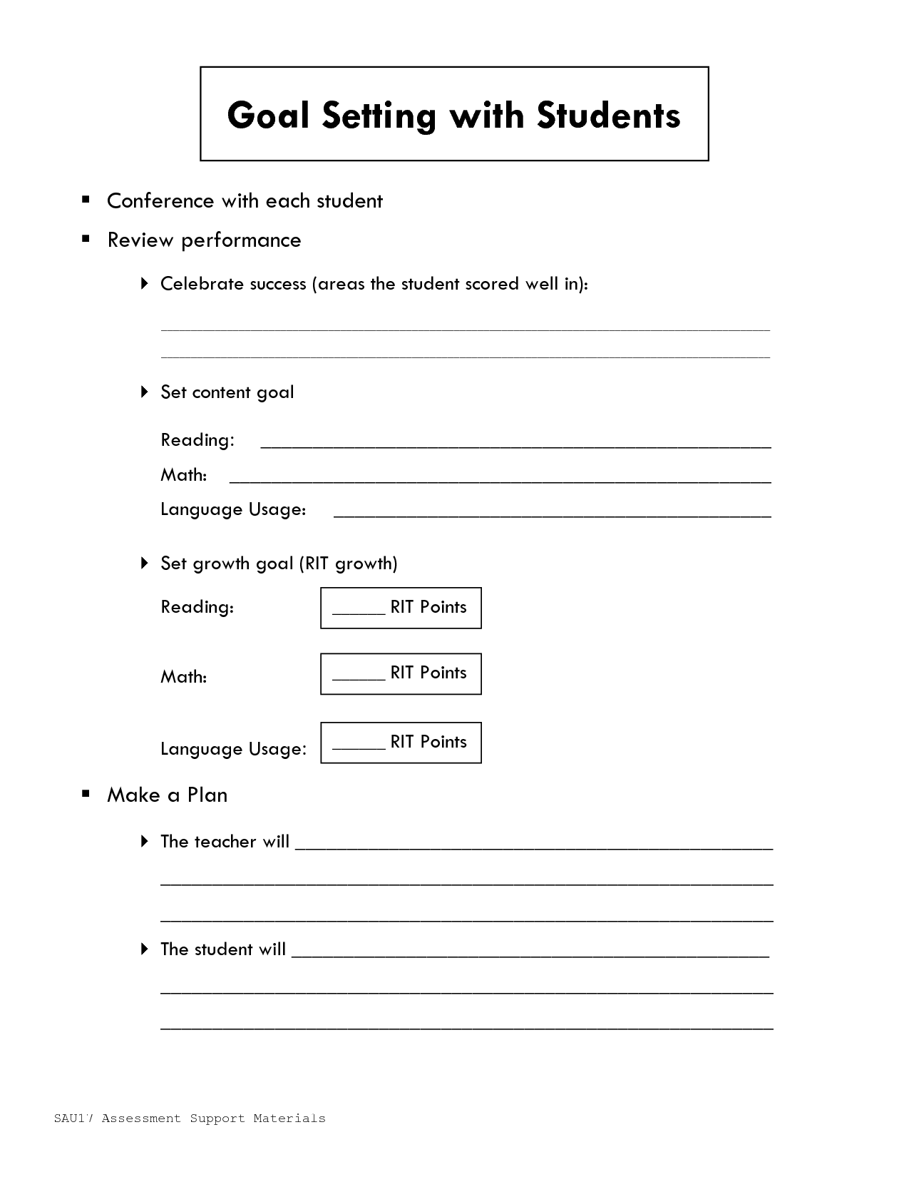 Student Goal Setting Form Template Image