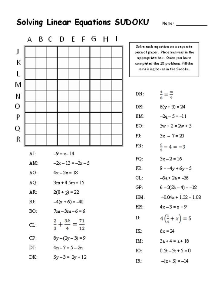 Sudoku Solving Linear Equations Image