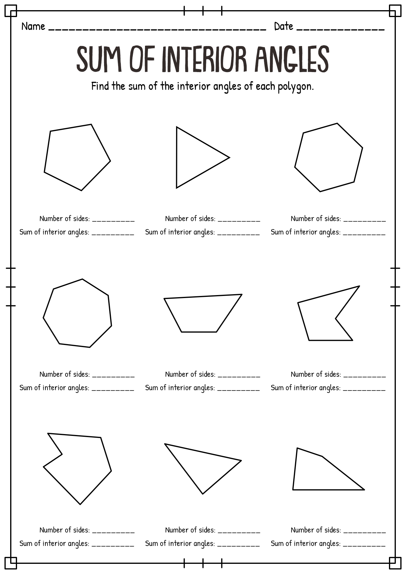 Sum of Interior Angles of a Regular Polygon