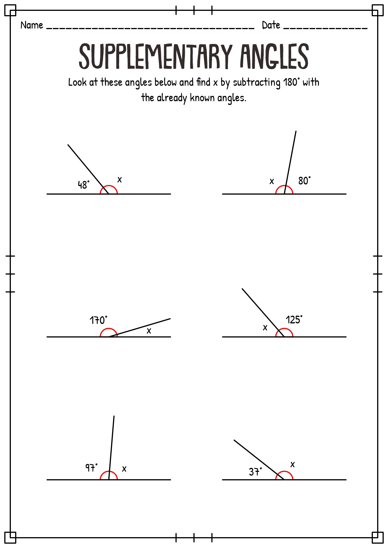 Supplementary Angles Diagram
