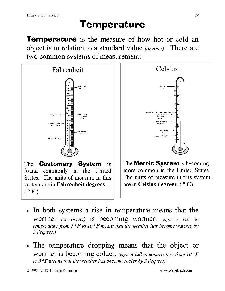 Temperature Worksheets 4th Grade Image