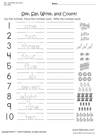 Writing Numbers as Words Worksheets Image