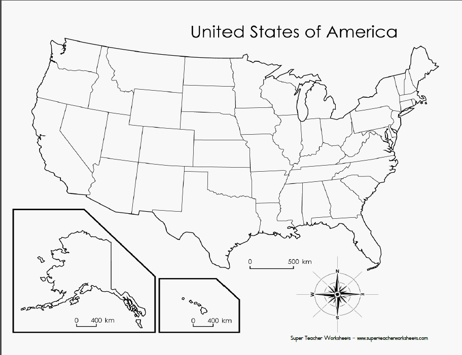 50 States Map Blank Fill Image
