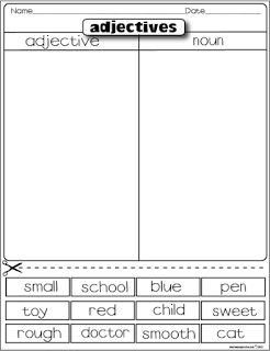 Adjectives Cut and Paste Worksheets Image