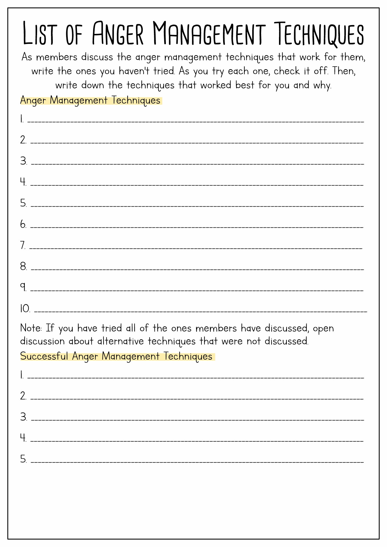Anger Management Worksheets Adults