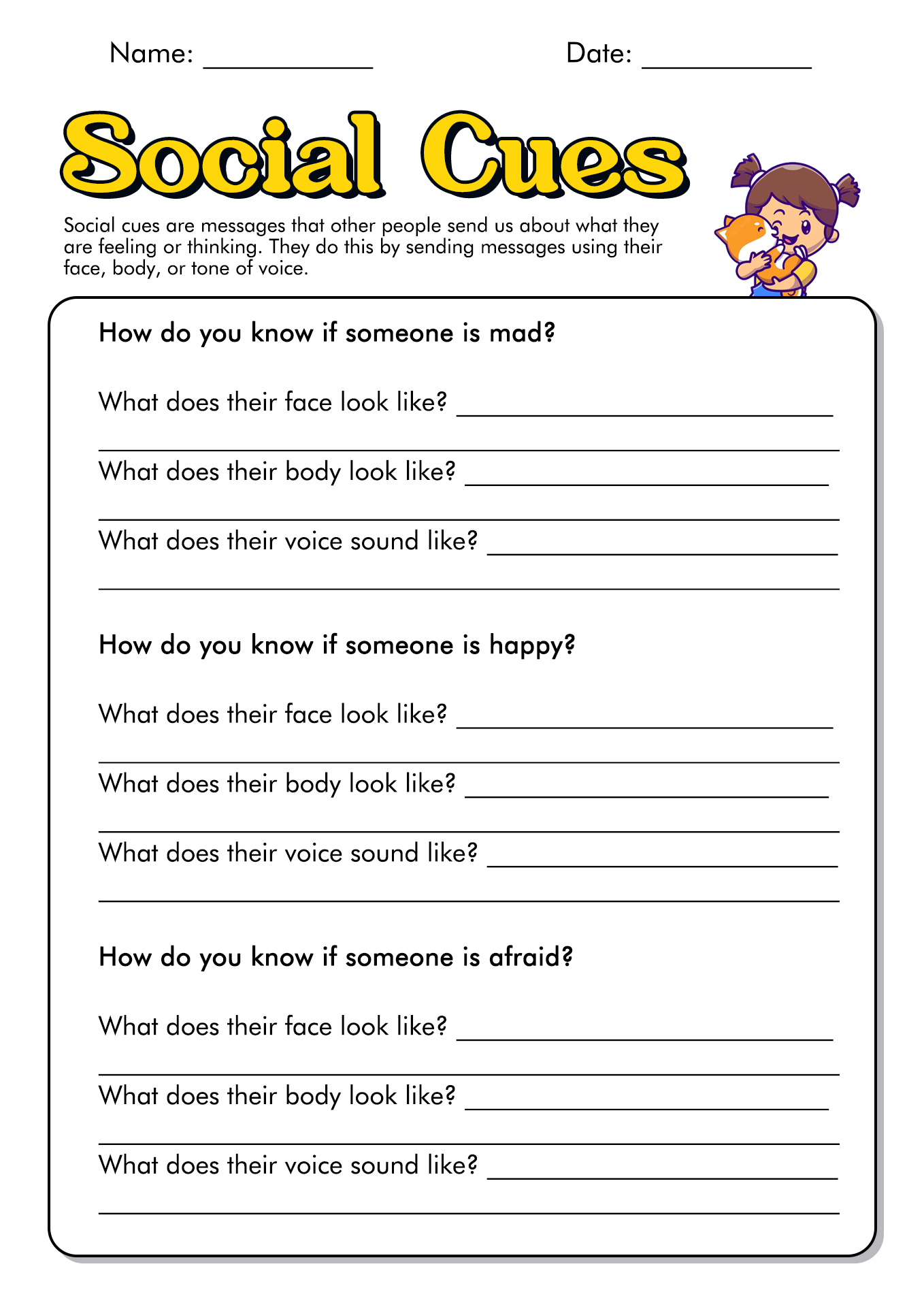 Kids Social Skills Worksheets