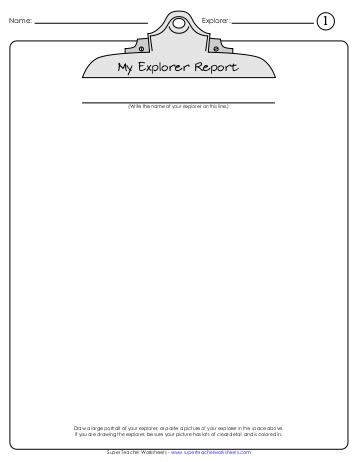 My Explorer Report Super Teacher Worksheets Image