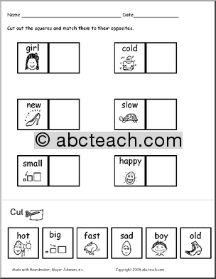 Opposite Cut and Paste Worksheets Image