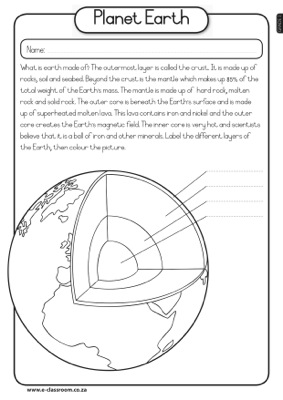 Planet Earth Layers Worksheet Image