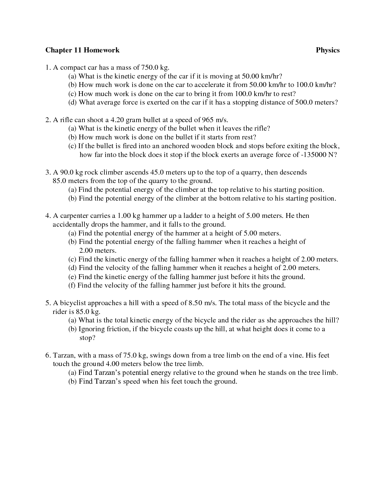 Potential and Kinetic Energy Worksheet Answers Image