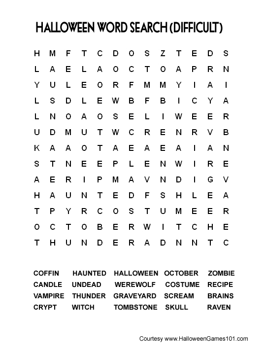Printable Halloween Word Search Puzzles Image