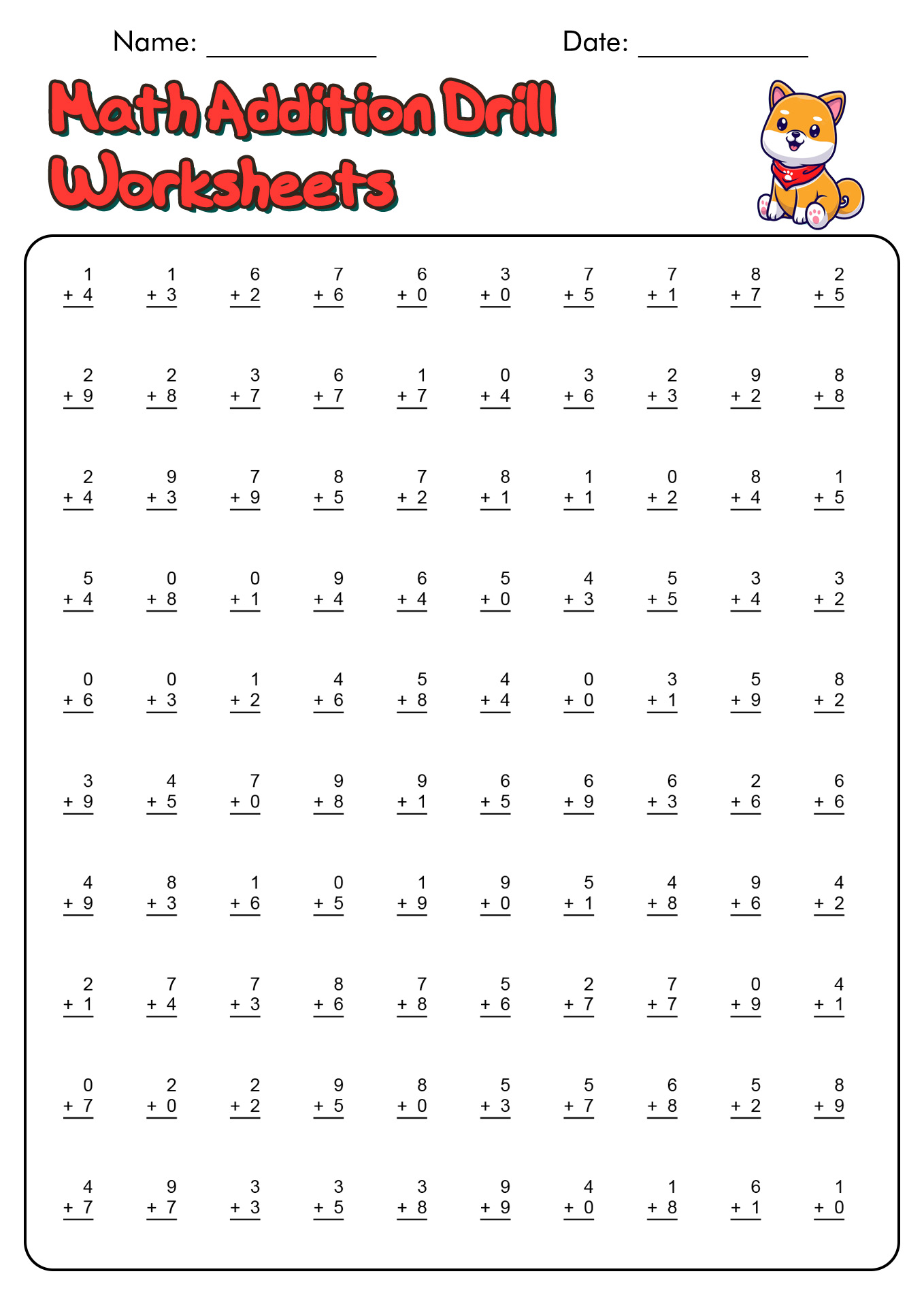 35+ Math Mad Minute Worksheets Addition Pictures - The Math