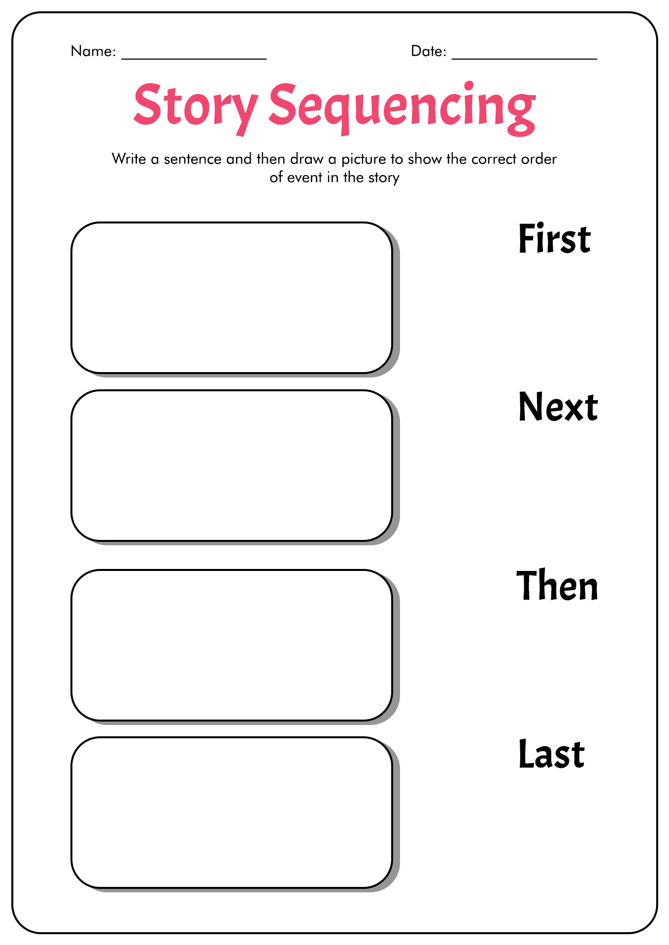 Sequence First Next Then Last Worksheet