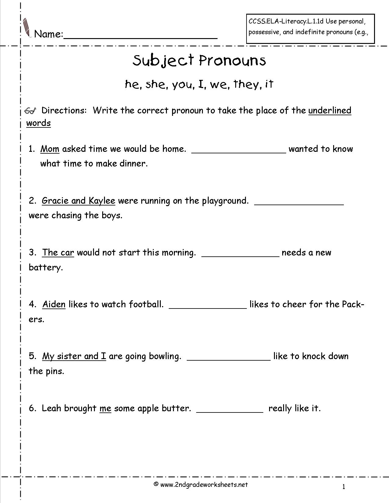 13 Nouns And Pronouns Worksheets Grade 2 Worksheeto