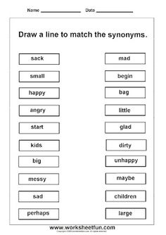 Synonym Antonym Worksheets Image