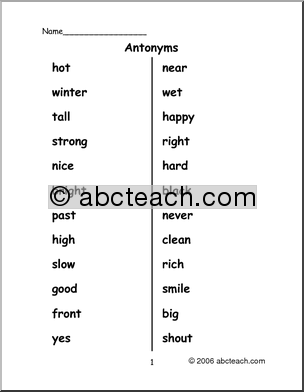 Synonyms and Antonyms Worksheets Cut Paste Image